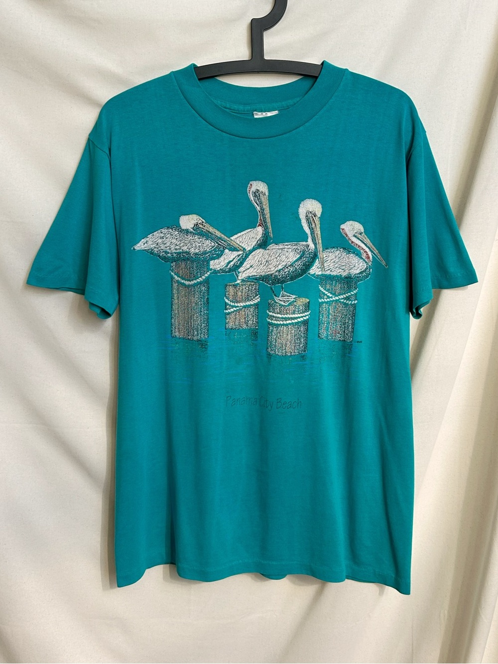 90s Vintage Pelican T-shirt Single Stitch Panama City Beach Cracked Faded Birds.